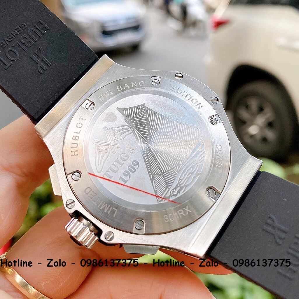 Đồng Hồ Hublot Big Bang Diamonds Nam Silicon Đen Silver 44mm