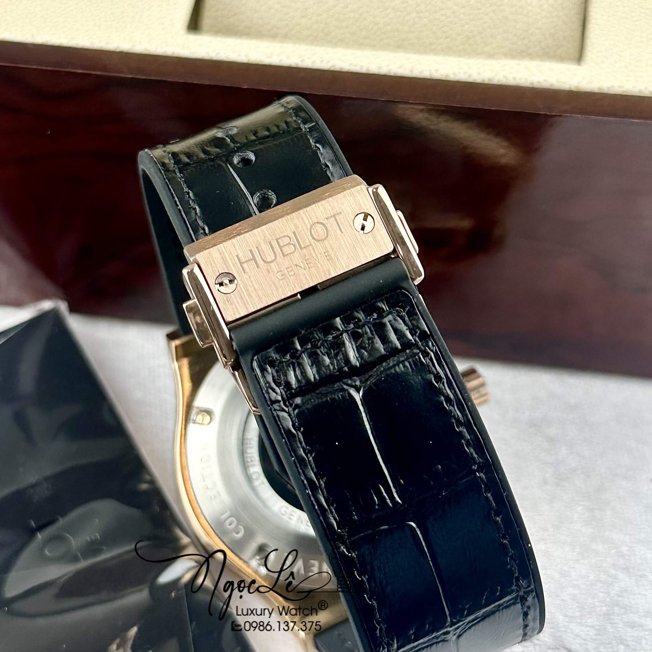 Đồng Hồ Nam Hublot Classic Fusion Tự Động Dây Da Silicon Đen Vỏ Rose Size 42mm