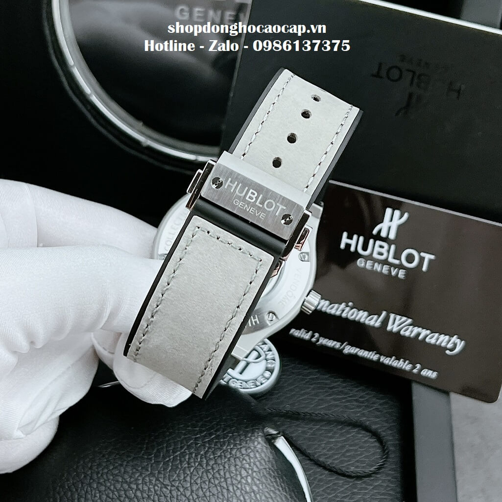 Đồng Hồ Hublot Automatic Nam Lộ Máy Dây Da Silicon Xám 42mm