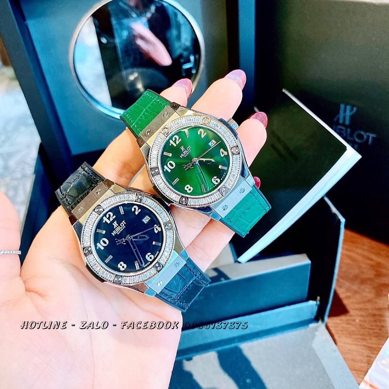 Đồng Hồ Hublot Nữ Dây Da Silicon Xanh