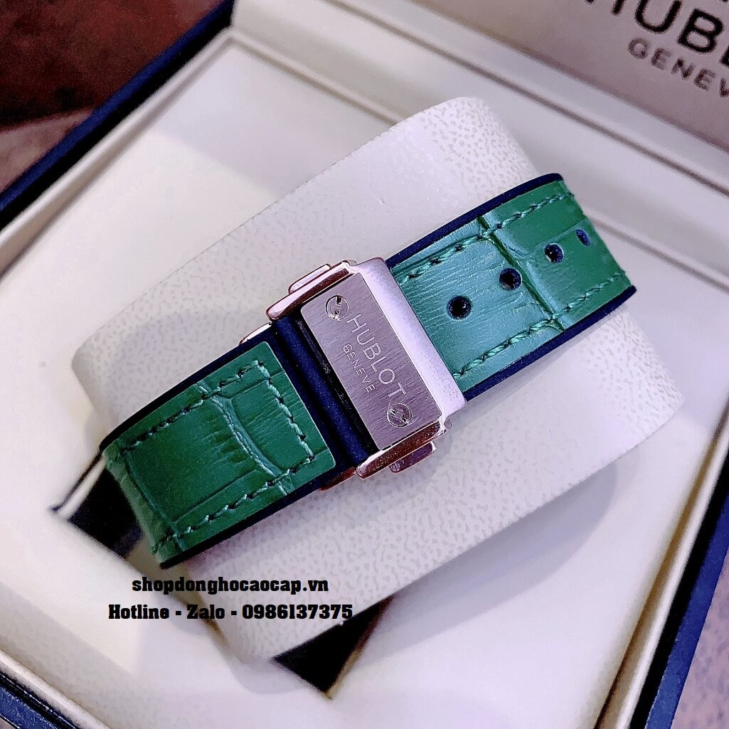 Đồng Hồ Nữ Hublot Classic Fusion Dây Da Silicon Xanh Lá 34mm Đính Đá