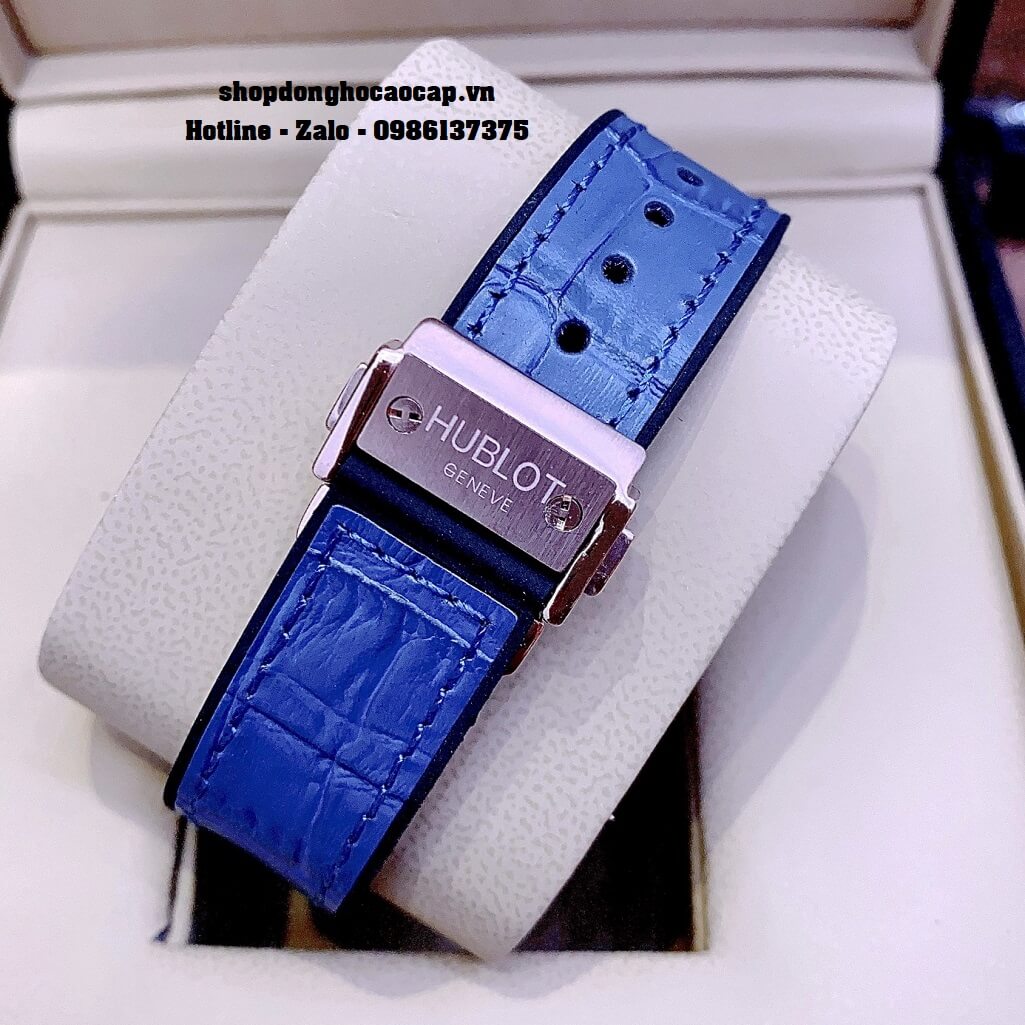 Đồng Hồ Nữ Hublot Classic Fusion Dây Da Silicon Xanh 34mm Đính Đá