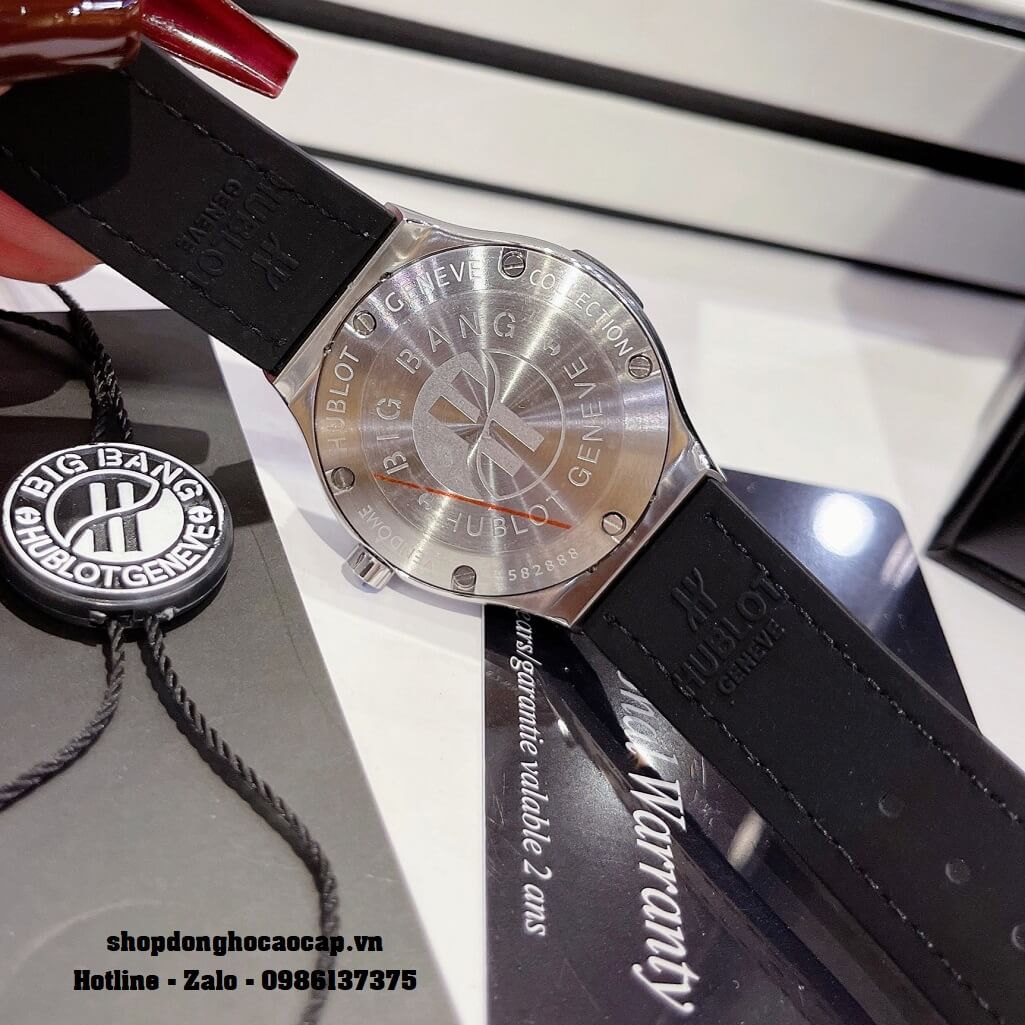 Đồng Hồ Nữ Hublot Classic Fusion Dây Silicon Đen Mặt Đen Đá Rose 34mm