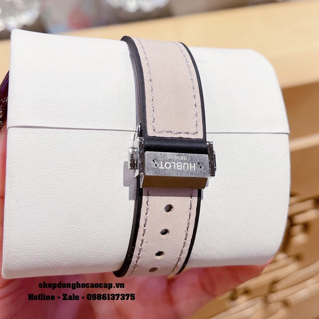 Đồng Hồ Nữ Hublot Classic Fusion Dây Da Silicon Xám 34mm Đính Đá