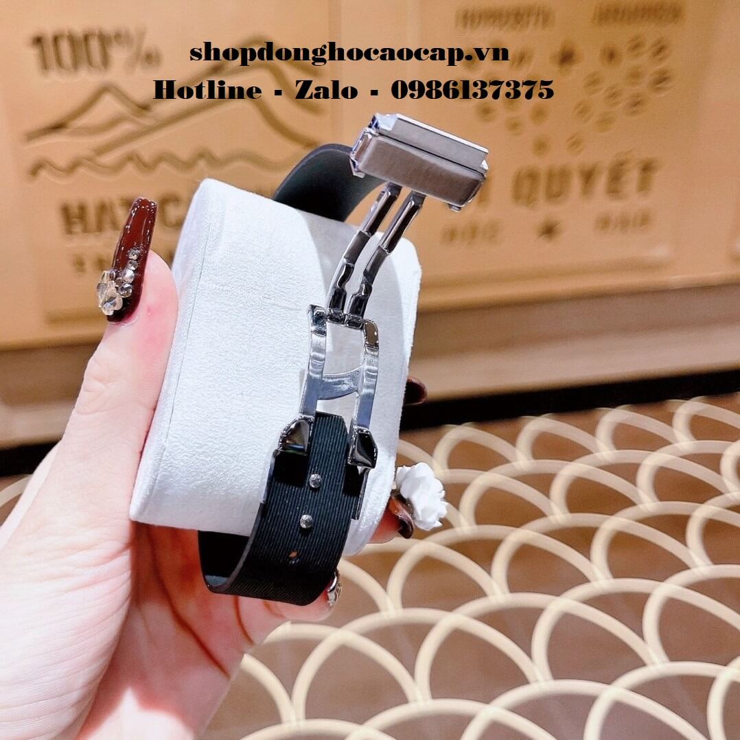 Đồng Hồ Hublot Nữ Cao Cấp Dây Silicon Đen Đính Đá Đen 34mm