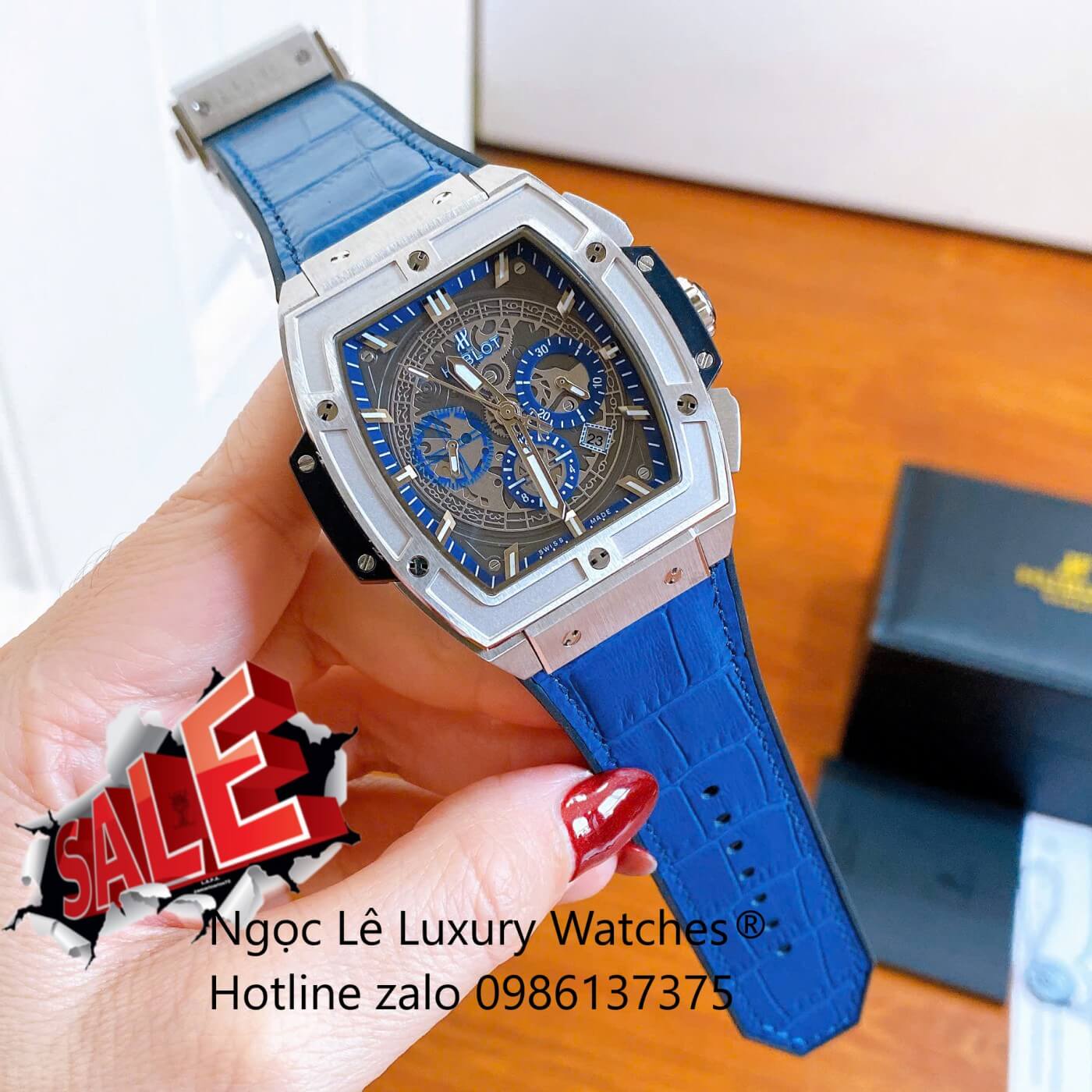 Đồng Hồ Hublot Spirit of Big Bang Dây Da Xanh Dương Size 42mm - Hublot Atomatic