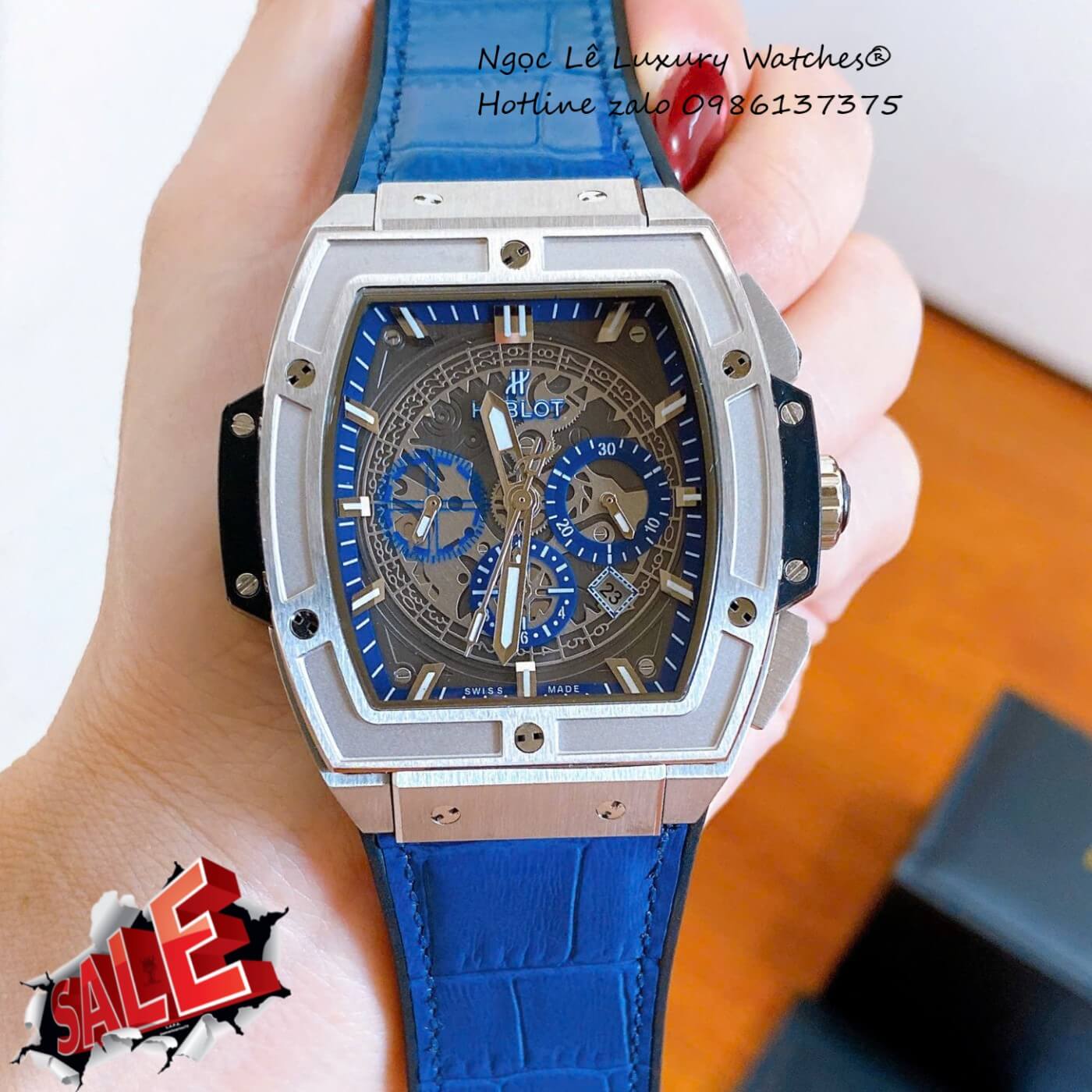 Đồng Hồ Hublot Spirit of Big Bang Dây Da Xanh Dương Size 42mm - Hublot Atomatic