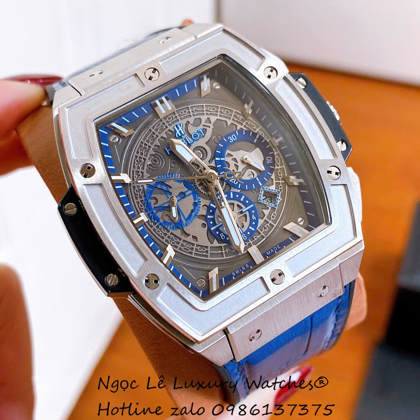 Đồng Hồ Hublot Spirit of Big Bang Dây Da Xanh Dương Size 42mm - Hublot Atomatic