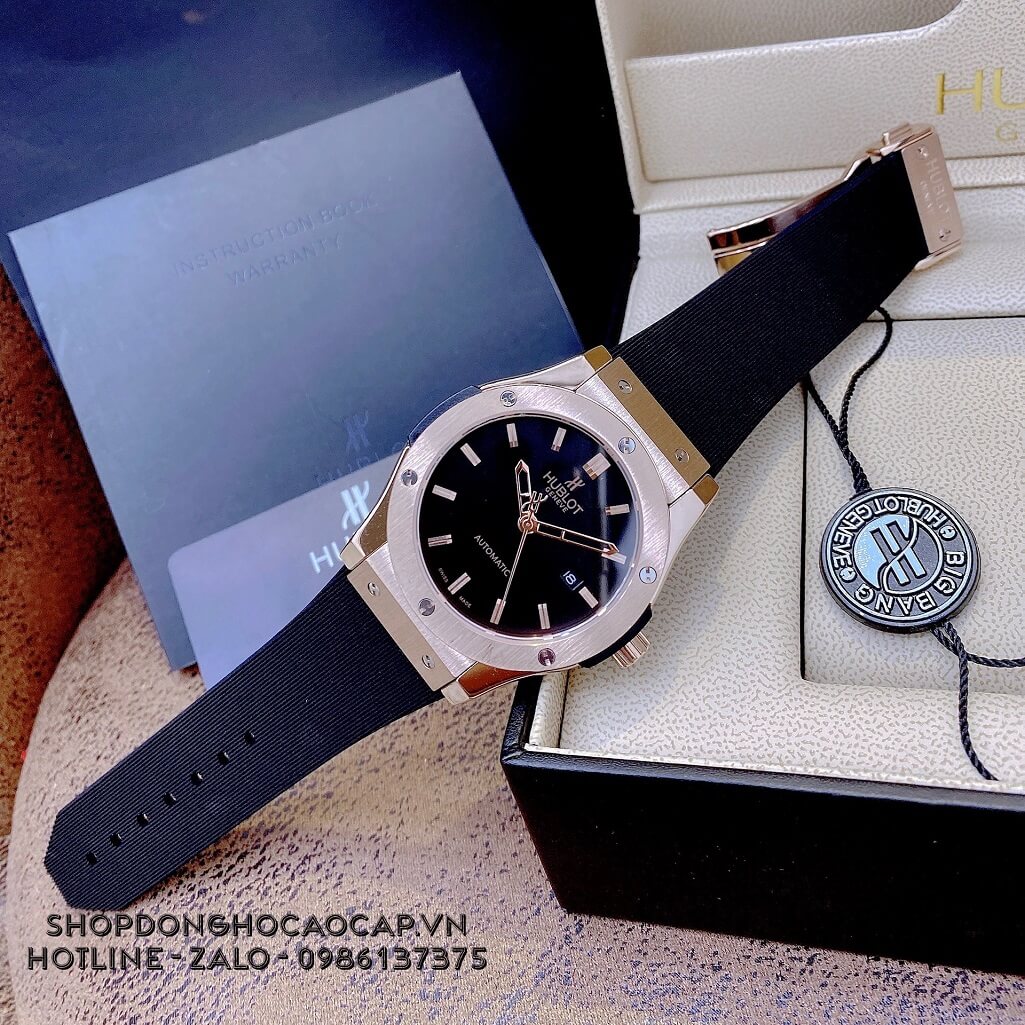 Đồng Hồ Hublot Classic Fusion Automatic Nam Silicon Đen Rose 42mm