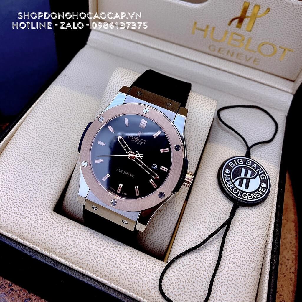 Đồng Hồ Hublot Classic Fusion Automatic Nam Silicon Đen Demi Rose 42mm