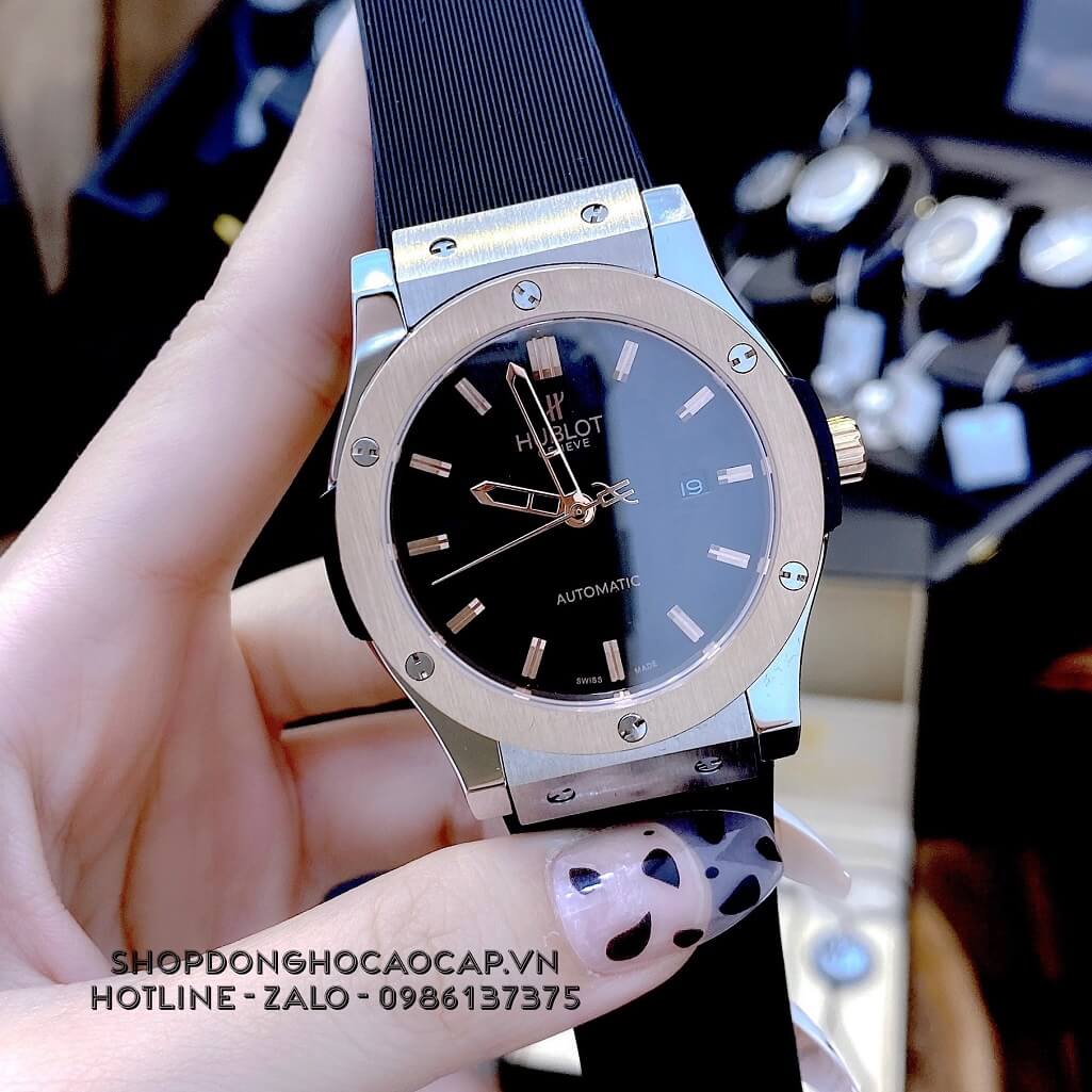 Đồng Hồ Hublot Classic Fusion Automatic Nam Silicon Đen Demi Rose 42mm