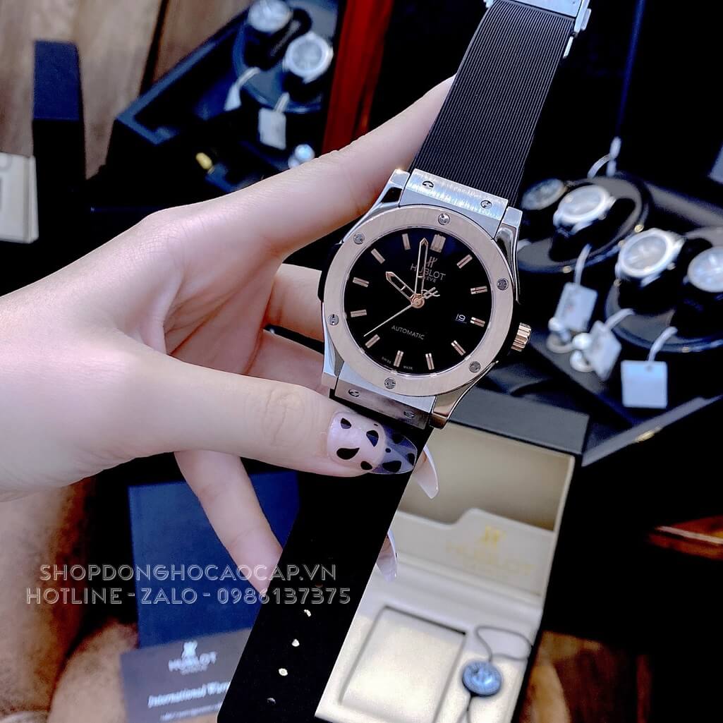 Đồng Hồ Hublot Classic Fusion Automatic Nam Silicon Đen Demi Rose 42mm