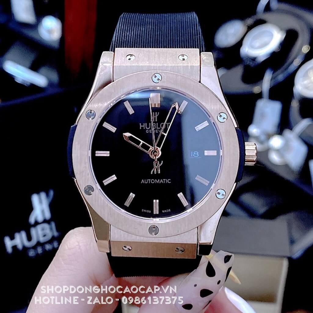 Đồng Hồ Hublot Classic Fusion Automatic Nam Silicon Đen Rose 42mm