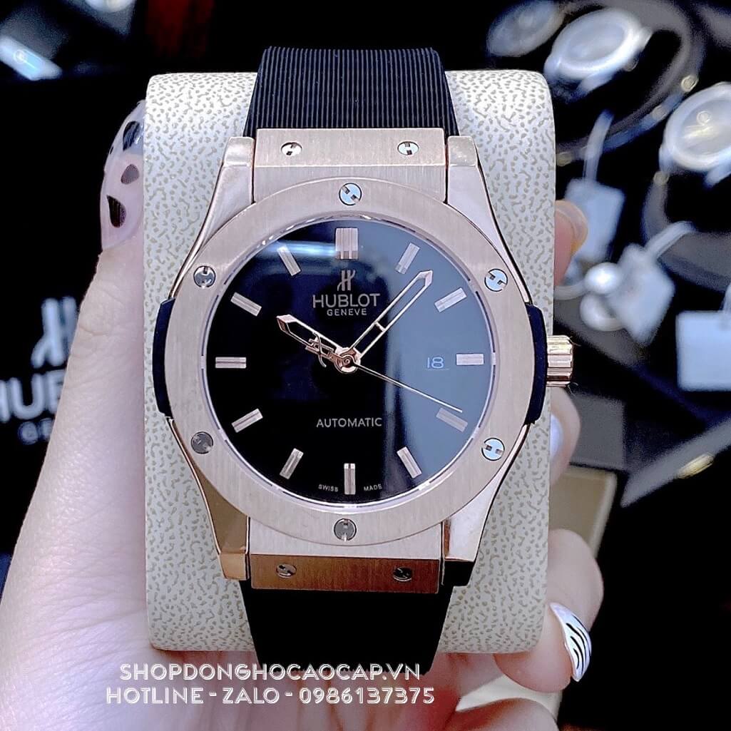 Đồng Hồ Hublot Classic Fusion Automatic Nam Silicon Đen Rose 42mm