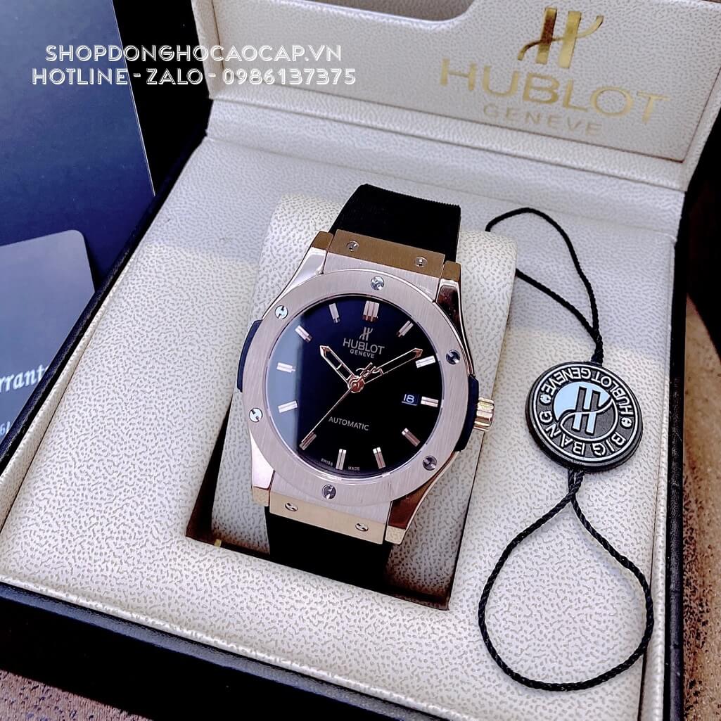 Đồng Hồ Hublot Classic Fusion Automatic Nam Silicon Đen Rose 42mm