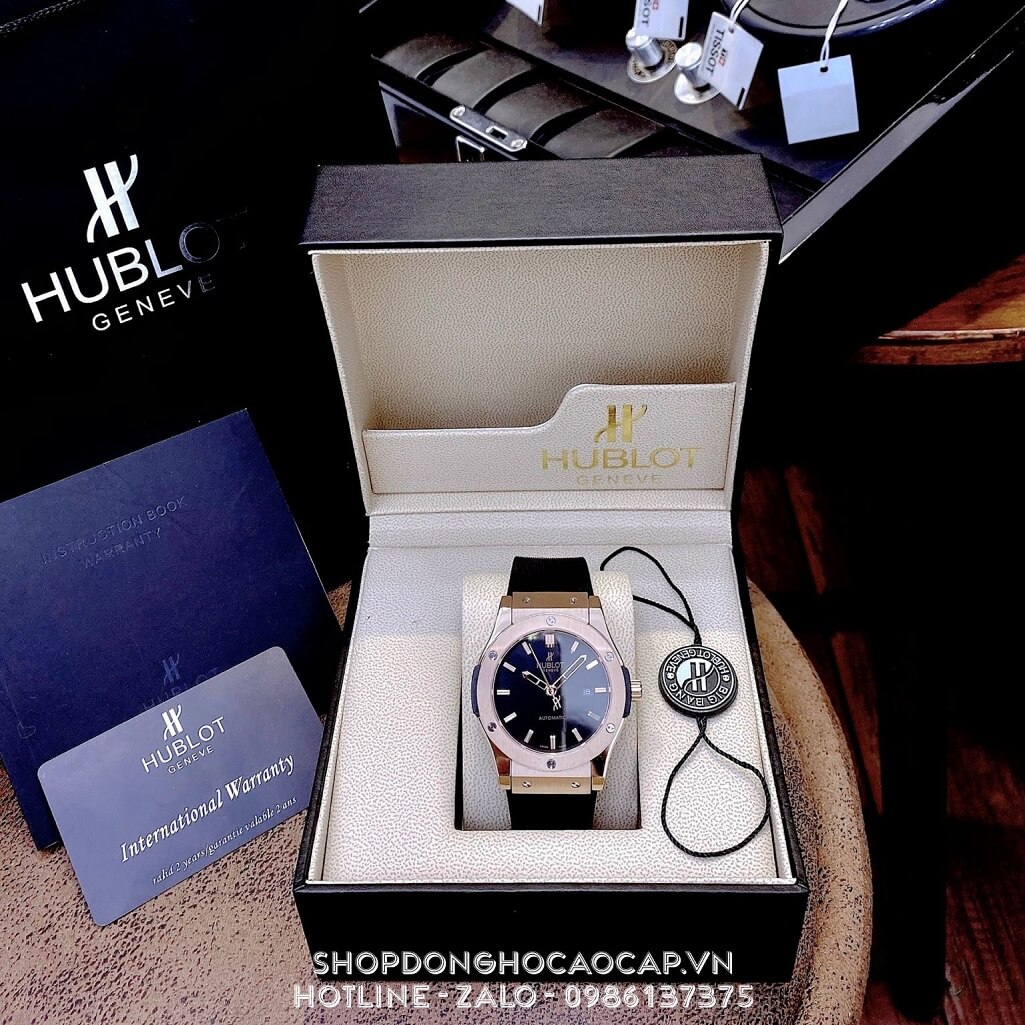 Đồng Hồ Hublot Classic Fusion Automatic Nam Silicon Đen Rose 42mm