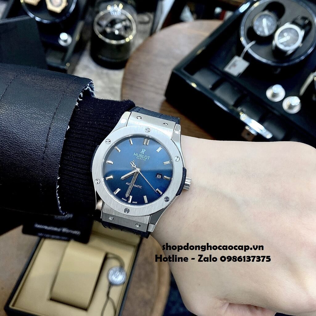 Đồng Hồ Hublot Classic Fusion Automatic Nam Da Silicon Màu Xanh Đậm 42mm