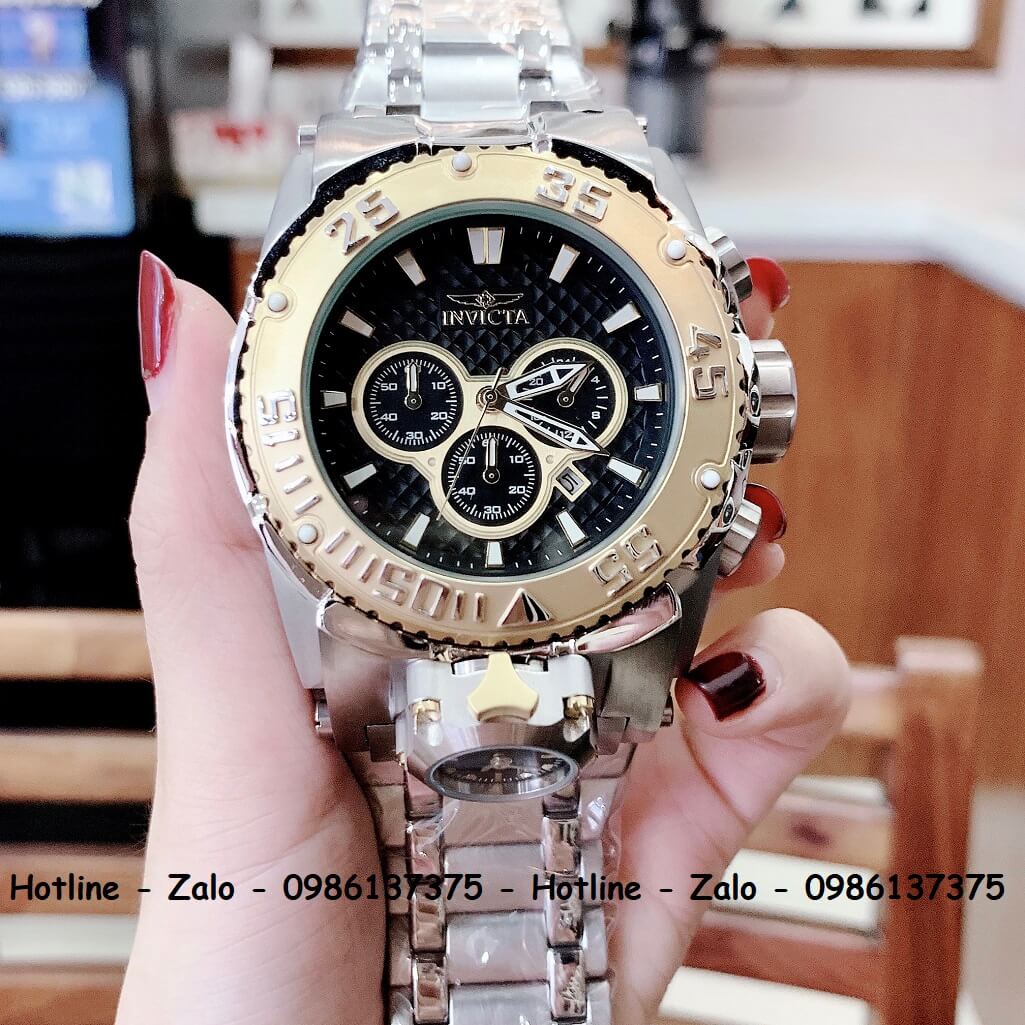 Đồng Hồ Invicta Nam Siêu Cấp Vàng Mặt Đen 51mm Quartz Thụy Sỹ