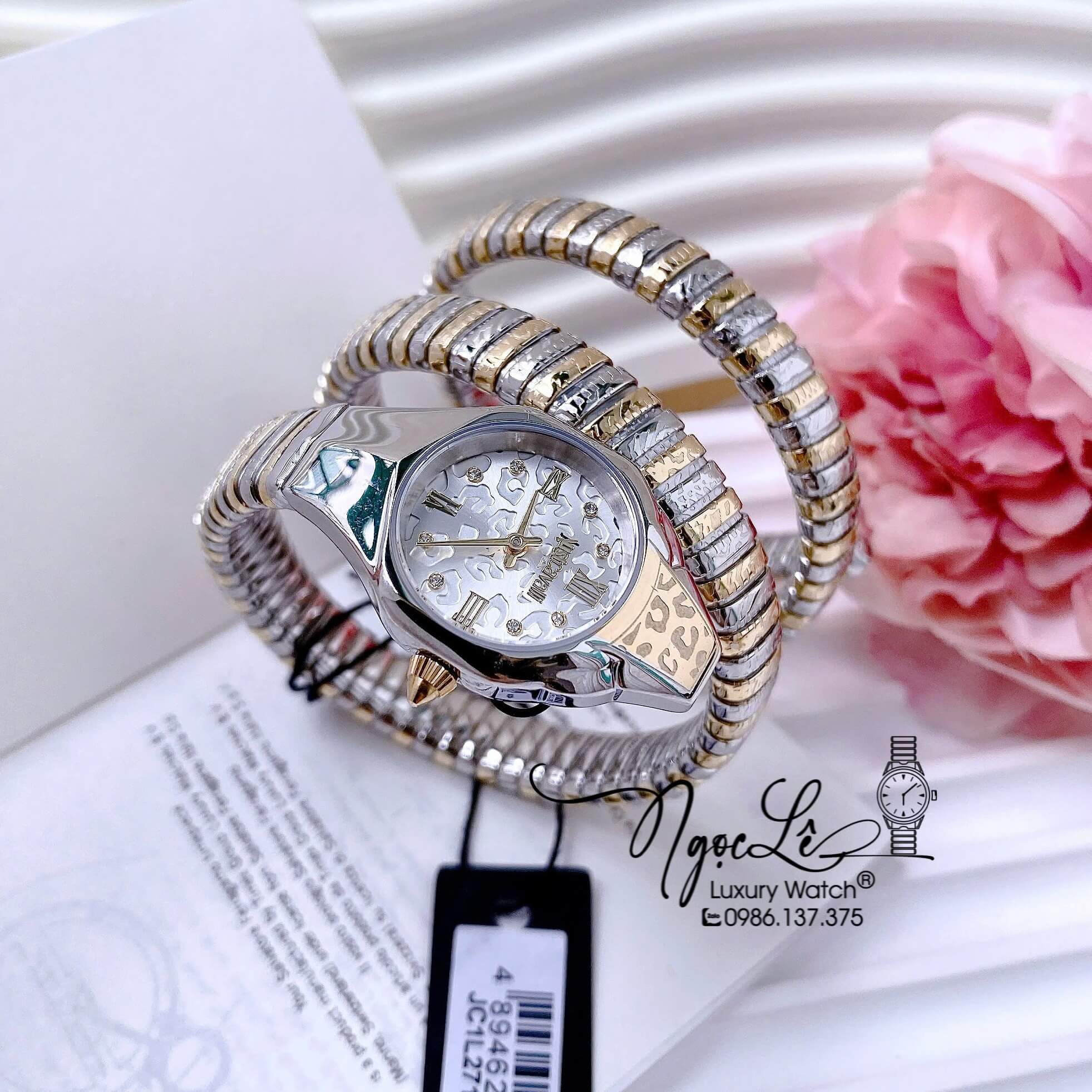 Đồng Hồ Nữ Just Cavalli Rắn Quấn 3 Vòng Màu Demi Vàng Cao Cấp Size 23mm