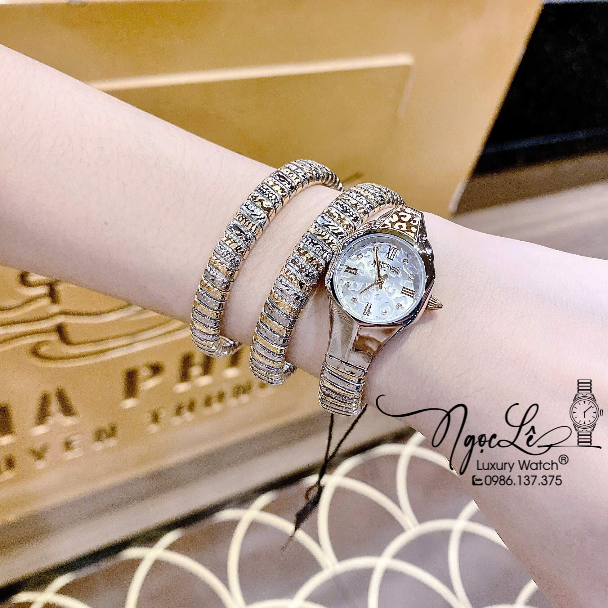 Đồng Hồ Nữ Just Cavalli Rắn Quấn 3 Vòng Màu Demi Vàng Cao Cấp Size 23mm