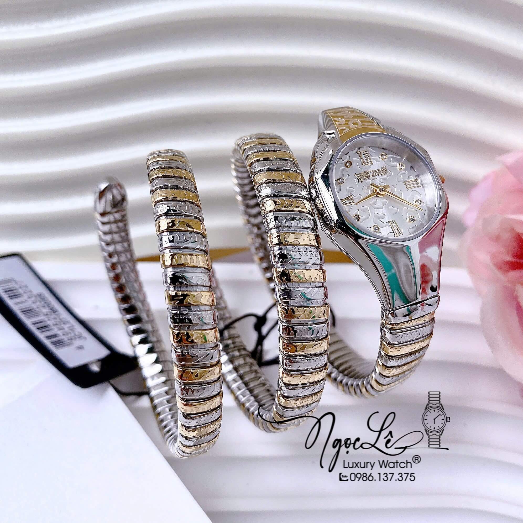 Đồng Hồ Nữ Just Cavalli Rắn Quấn 3 Vòng Màu Demi Vàng Cao Cấp Size 23mm