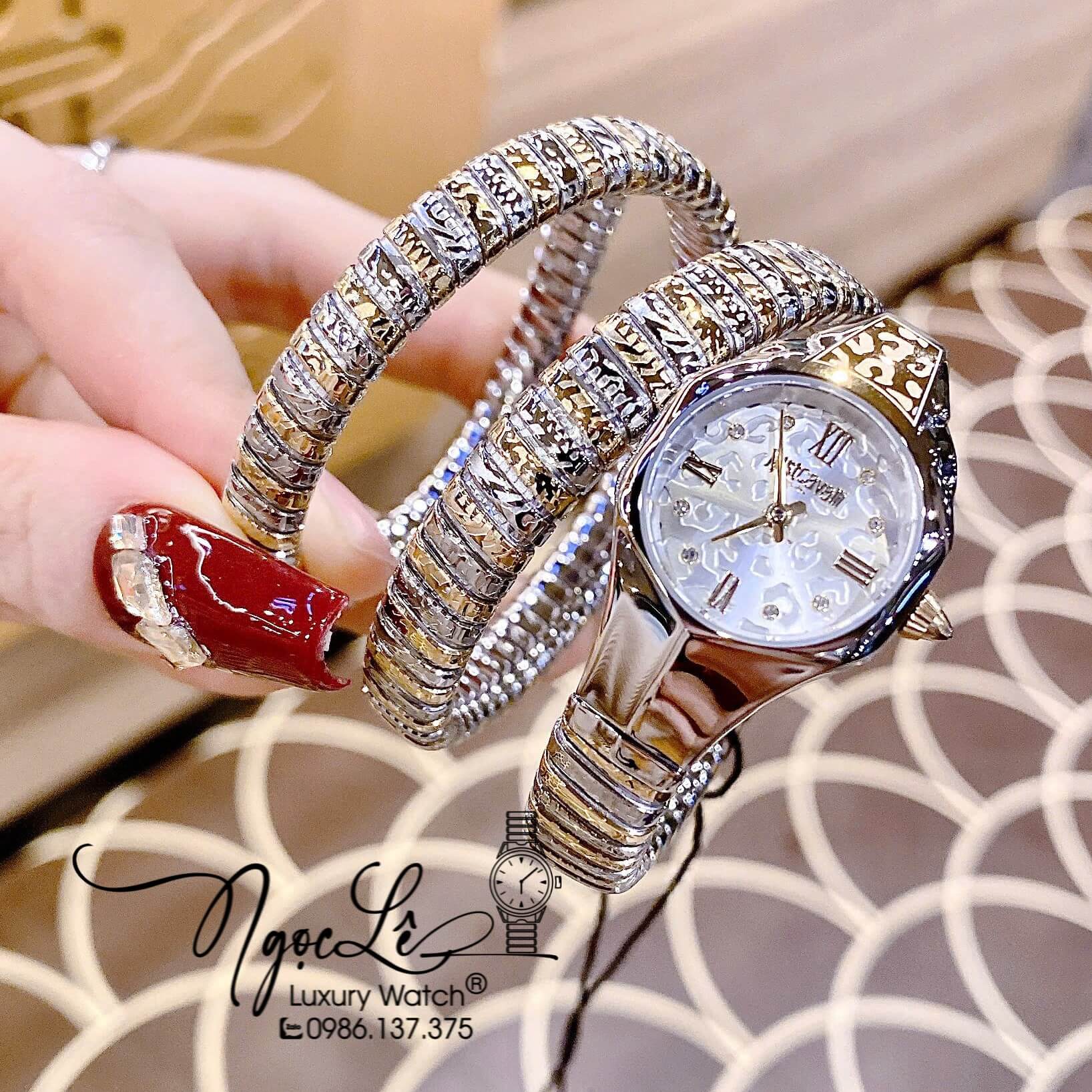 Đồng Hồ Nữ Just Cavalli Rắn Quấn 3 Vòng Màu Demi Vàng Cao Cấp Size 23mm