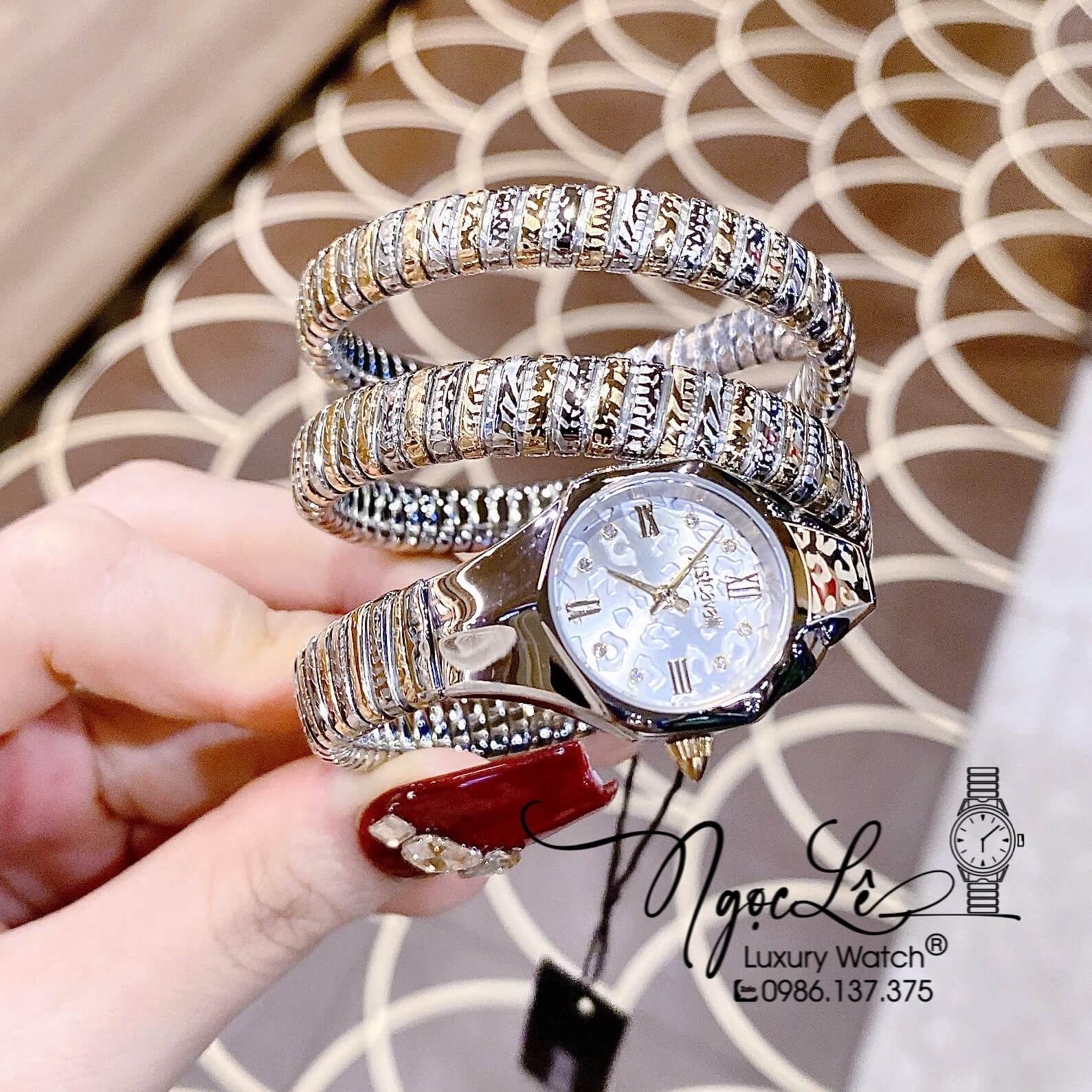 Đồng Hồ Nữ Just Cavalli Rắn Quấn 3 Vòng Màu Demi Vàng Cao Cấp Size 23mm