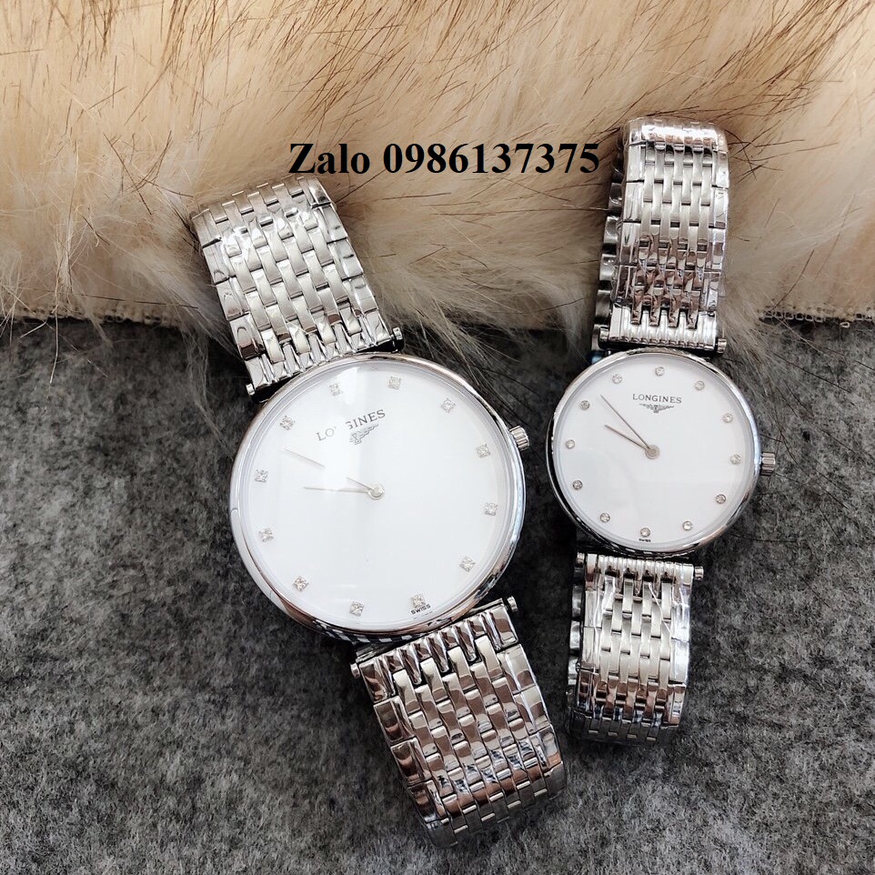 Đồng Hồ Longines Dây Bạc Mặt Trắng Quartz Thụy Sĩ Kính Sapphire Cao Cấp Đủ Size Cho Nam Và Nữ
