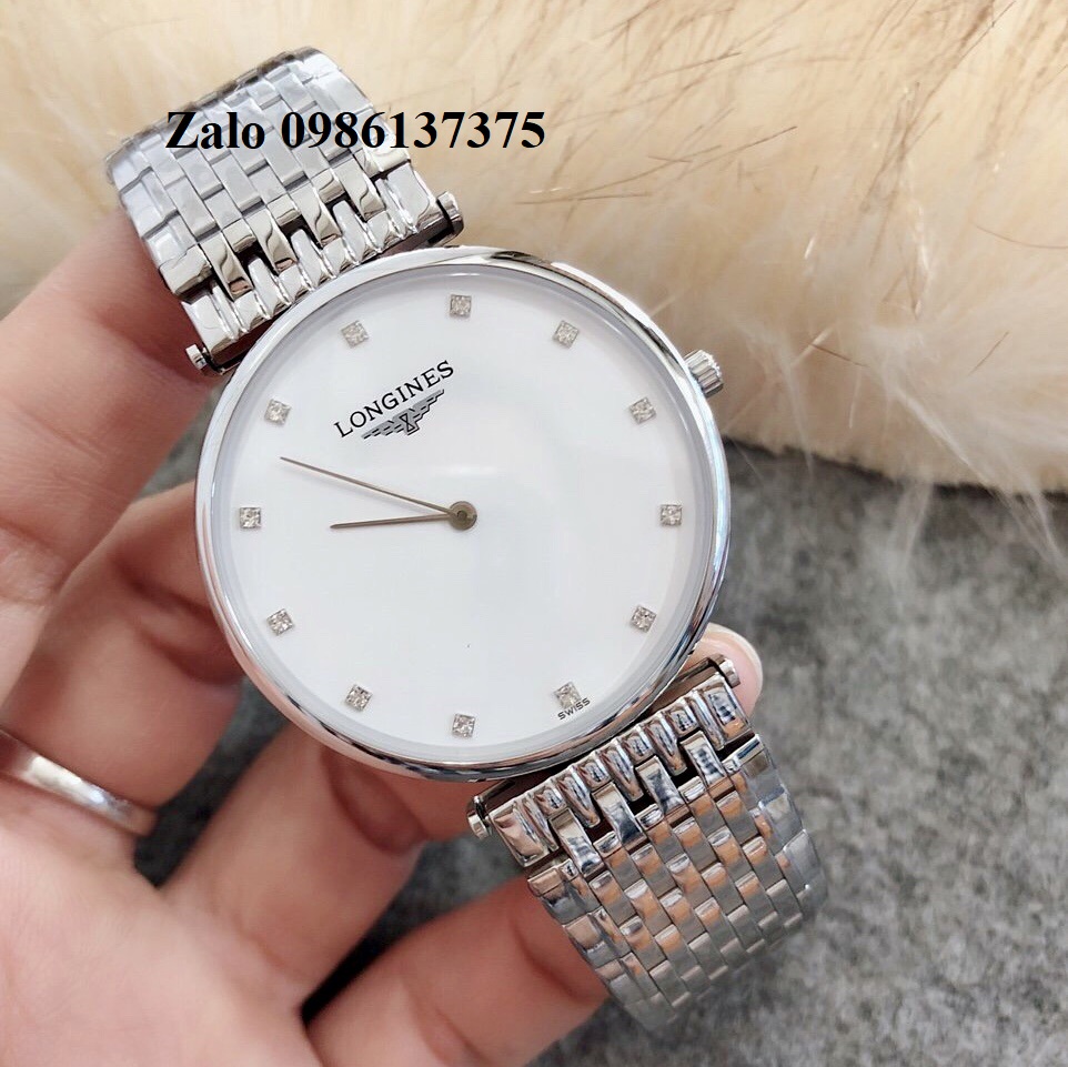 Đồng Hồ Longines Dây Bạc Mặt Trắng Quartz Thụy Sĩ Kính Sapphire Cao Cấp Đủ Size Cho Nam Và Nữ