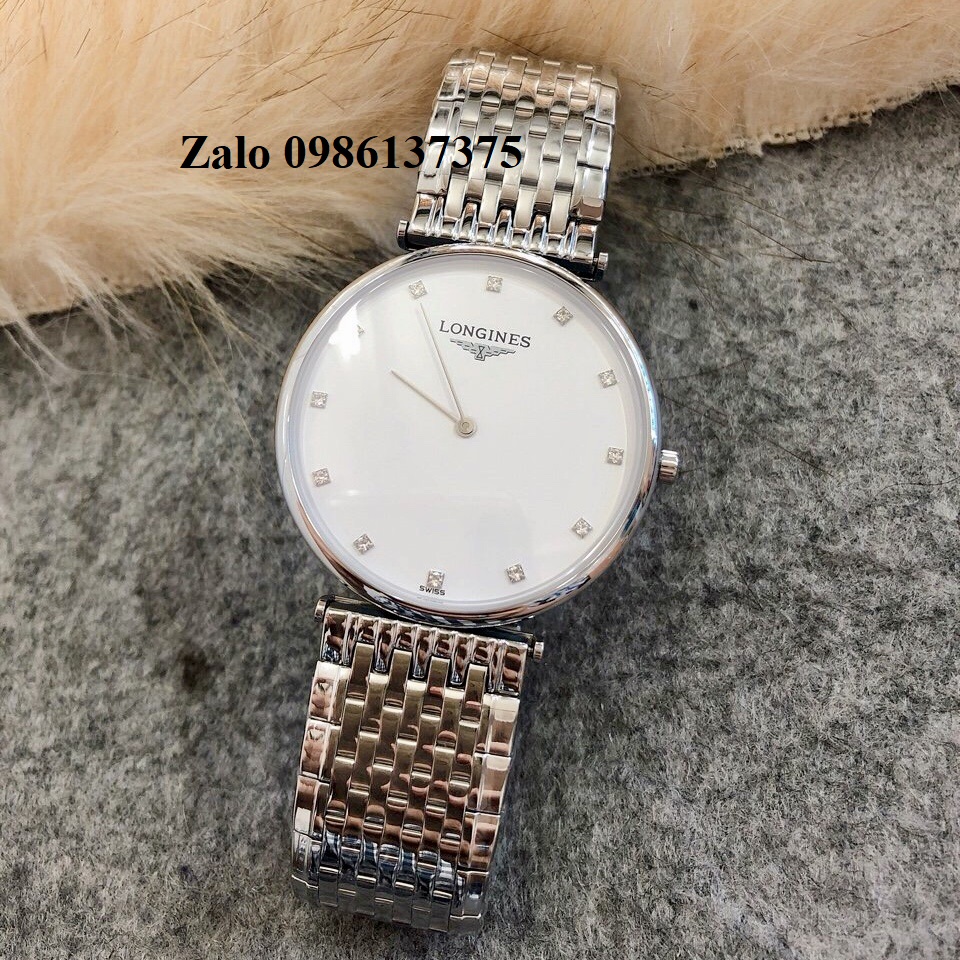 Đồng Hồ Longines Dây Bạc Mặt Trắng Quartz Thụy Sĩ Kính Sapphire Cao Cấp Đủ Size Cho Nam Và Nữ