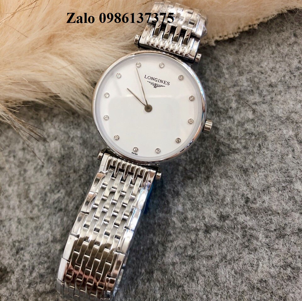 Đồng Hồ Longines Dây Bạc Mặt Trắng Quartz Thụy Sĩ Kính Sapphire Cao Cấp Đủ Size Cho Nam Và Nữ