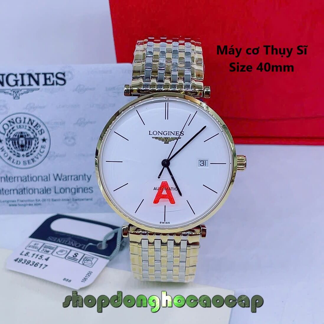Đồng Hồ Nam Longines Máy Cơ Thụy Sĩ – Dây Demi Vàng Mặt Trắng 3 Kim Size 40mm - Mặt Vạch