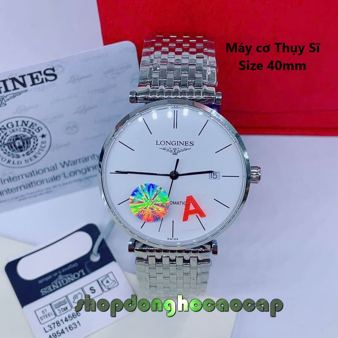 Đồng Hồ Nam Longines Máy Cơ Thụy Sĩ – Dây Kim Loại Silver Mặt Trắng 3 Kim Size 40mm - Mặt Vạch
