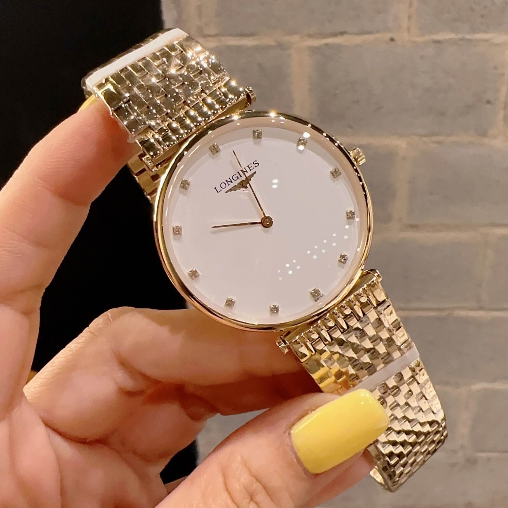 Đồng Hồ Longines Dây Vàng Mặt Trắng Quartz Thụy Sĩ Kính Sapphire Cao Cấp Đủ Size Cho Nam Và Nữ
