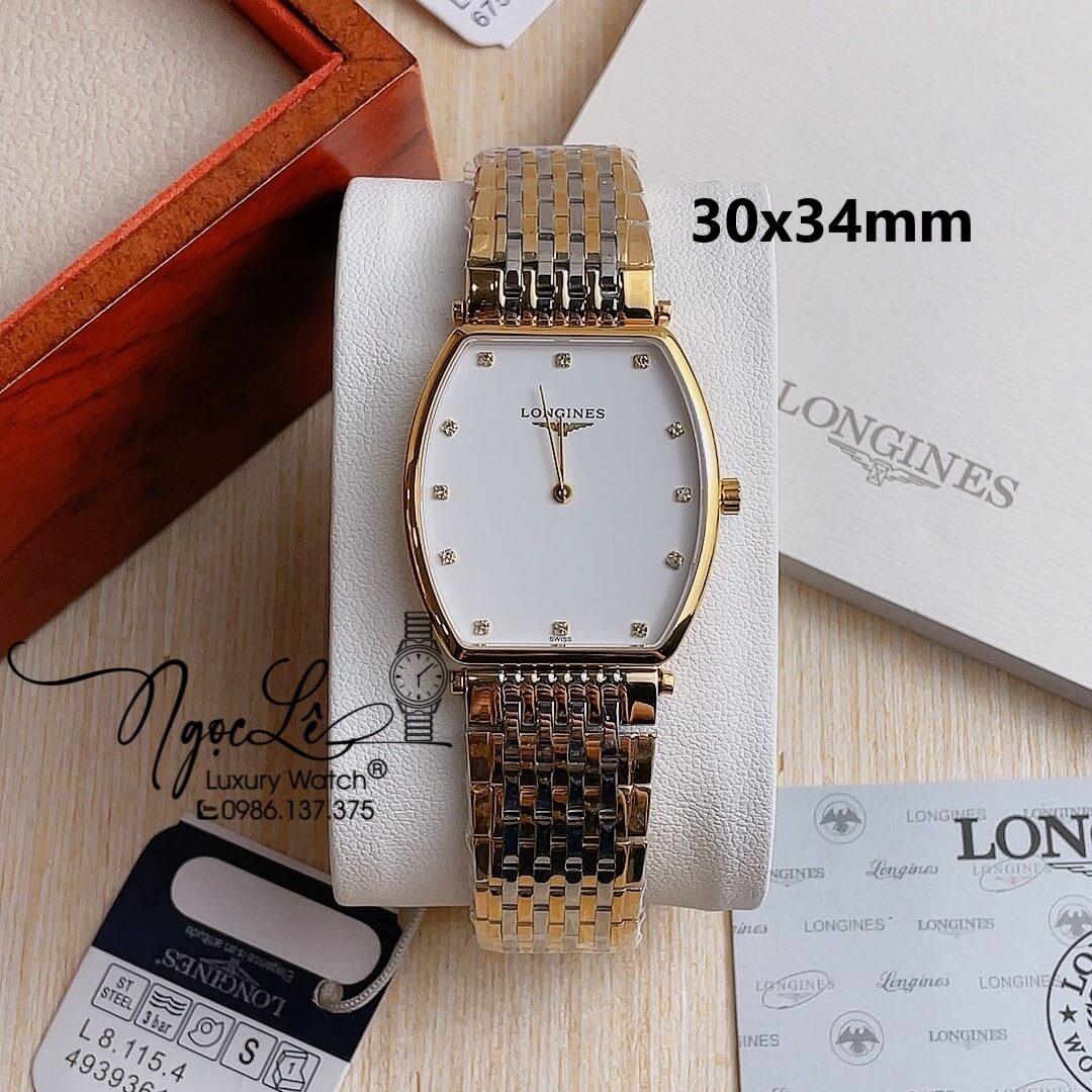 Đồng Hồ Longines Nam Dây Kim Loại Demi Mặt Trắng Máy Pin Thụy Sĩ Size 30x34mm