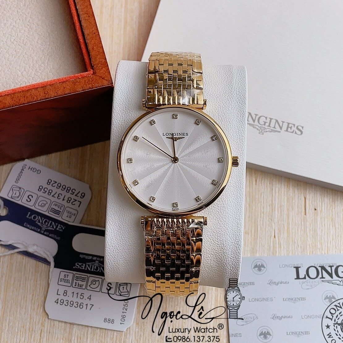 Đồng Hồ Longines Dây Kim Loại Vàng Mặt Trắng Máy Quartz Thụy Sĩ Size 36mm Unisex