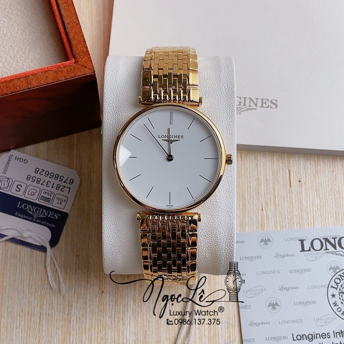 Đồng Hồ Longines Dây Kim Loại Vàng Mặt Trắng Máy Quartz Thụy Sĩ Size 36mm Unisex