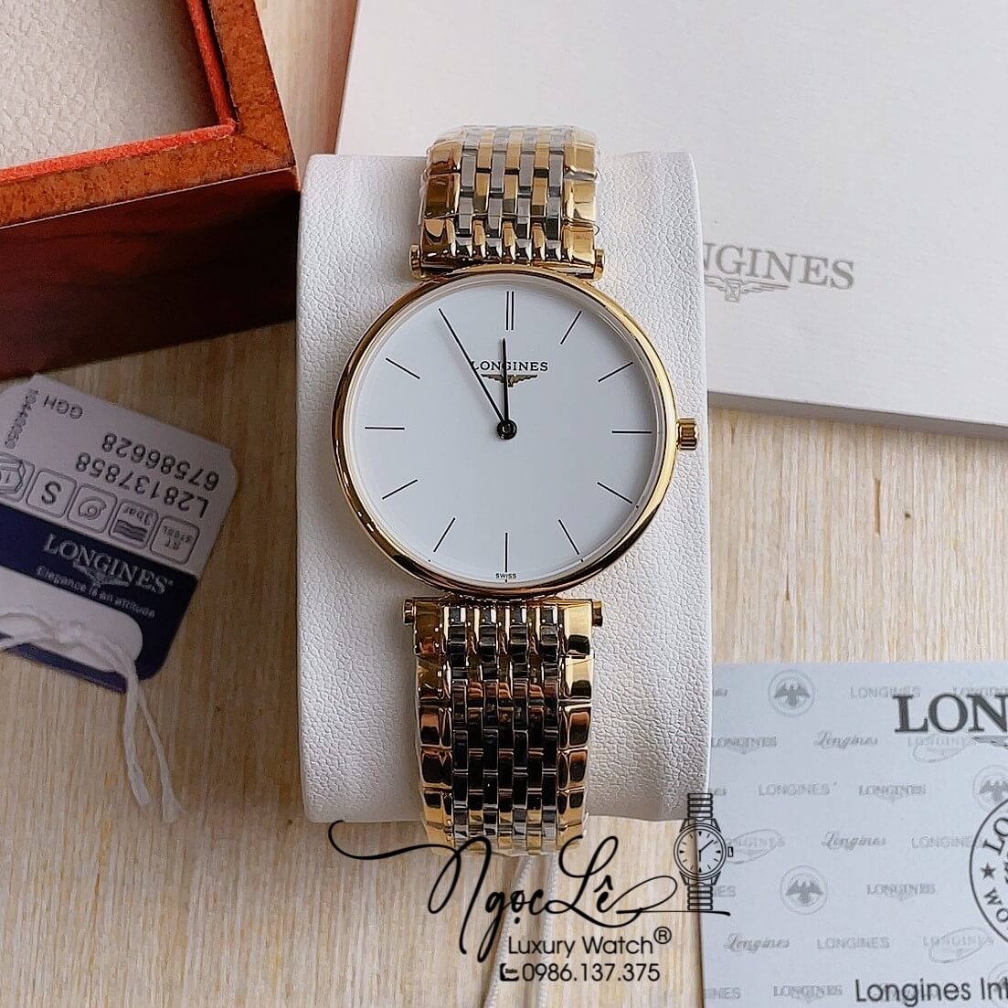 Đồng Hồ Longines Kim Loại Demi Vàng Mặt Trắng Máy Quartz Thụy Sĩ Size 36mm Unisex