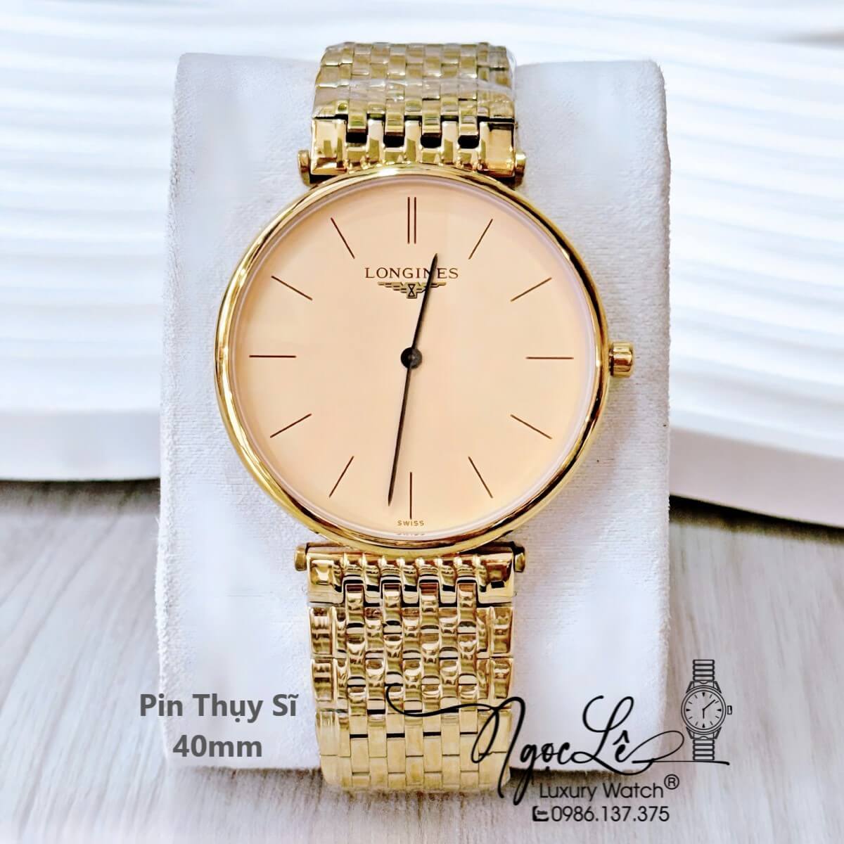 Đồng Hồ Longines Dây Vàng Mặt Vàng Chia Vạch Quartz Thụy Sĩ Kính Sapphire Cao Cấp Đủ Size Cho Nam Và Nữ