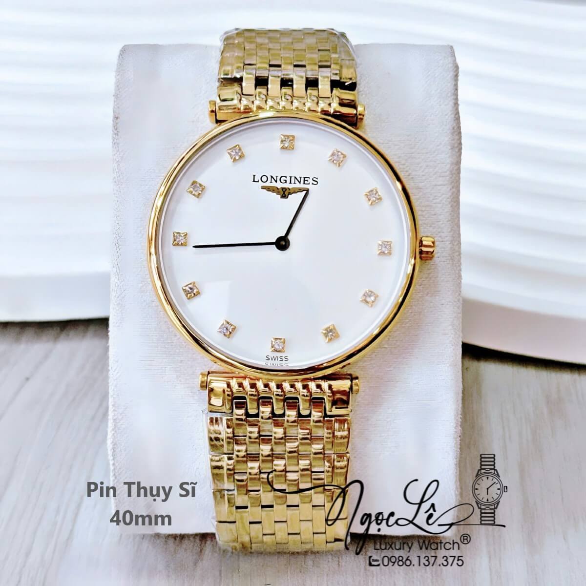 Đồng Hồ Longines Dây Vàng Mặt Trắng Quartz Thụy Sĩ Kính Sapphire Cao Cấp Đủ Size Cho Nam Và Nữ