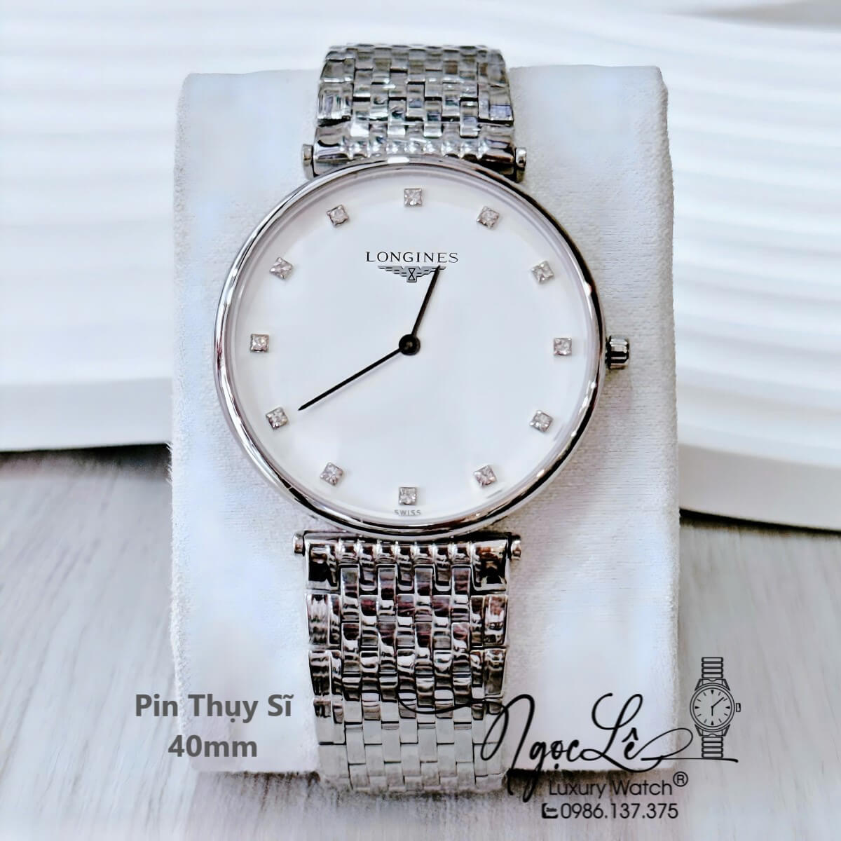 Đồng Hồ Longines Dây Bạc Mặt Trắng Quartz Thụy Sĩ Kính Sapphire Cao Cấp Đủ Size Cho Nam Và Nữ
