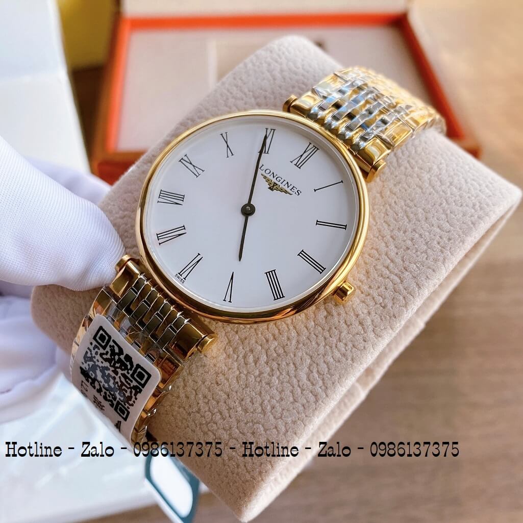 Đồng Hồ Nam Longines Quartz 38mm Demi Trắng Mặt La Mã