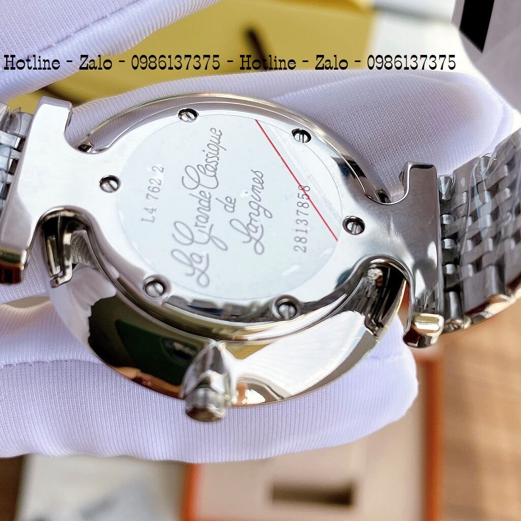 Đồng Hồ Longines Dây Bạc Mặt Trắng Số La Mã Quartz Thụy Sĩ Kính Sapphire Cao Cấp Đủ Size Cho Nam Và Nữ