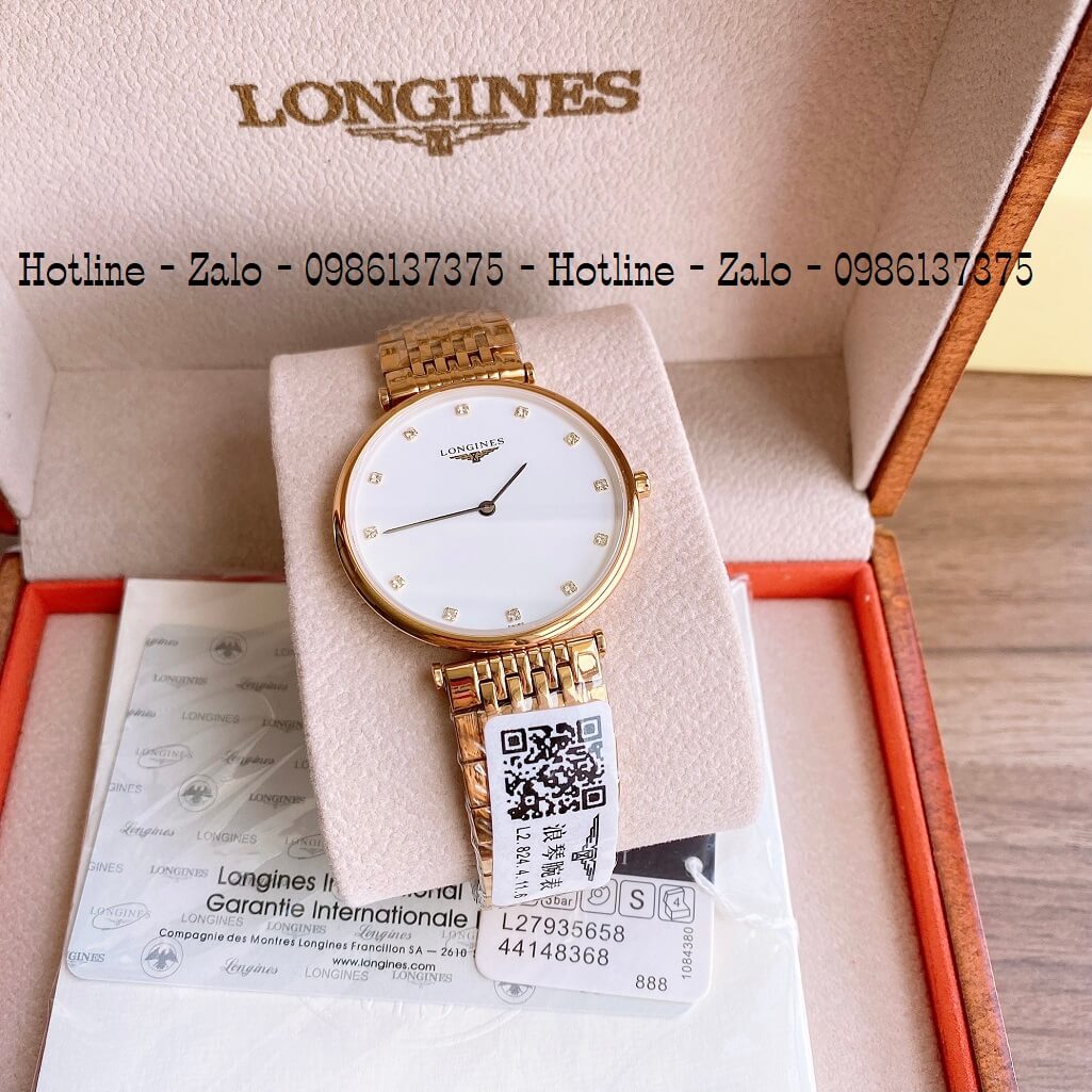 Đồng Hồ Nam Longines Quartz Siêu Cấp 38mm Vàng Mặt Trắng Đính Đá