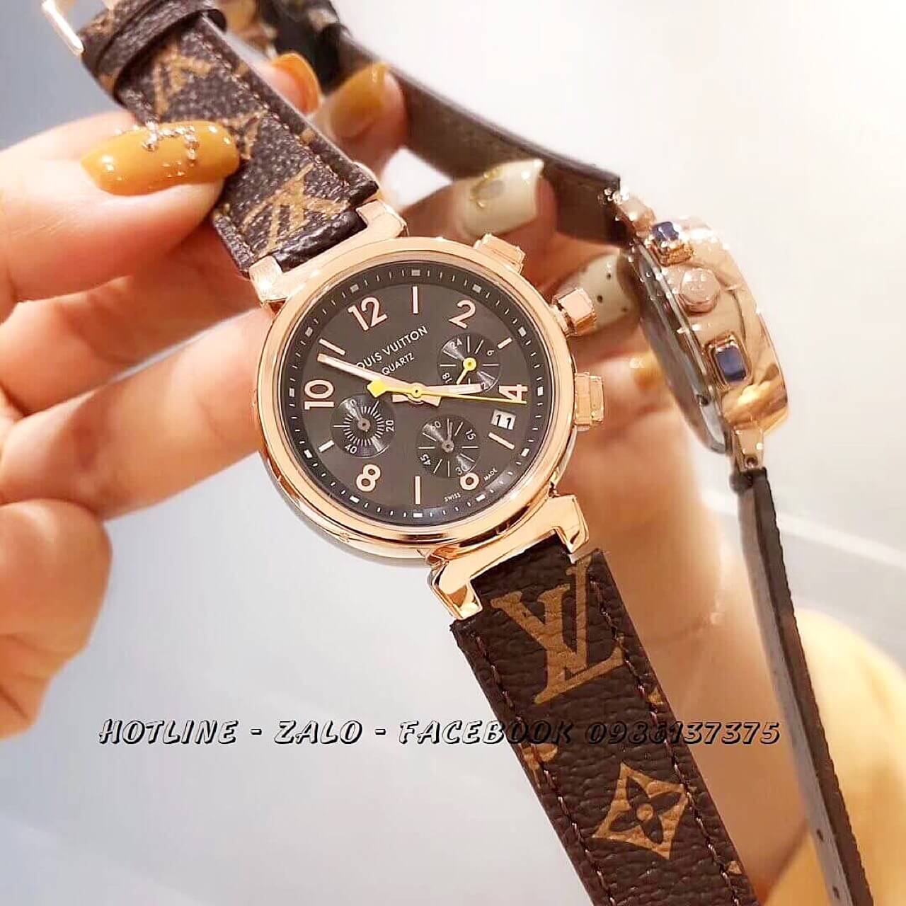 Đồng Hồ Louis Vuitton Nữ Dây Da 6 Kim 33mm