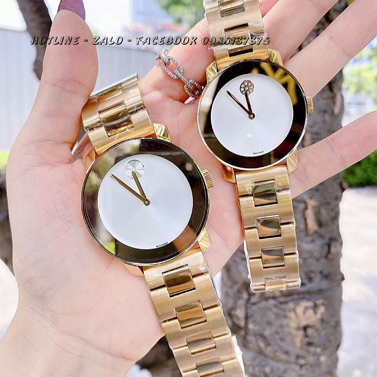 Đồng Hồ Movado Bold Cặp Vàng Mặt Trắng 36mm - 40mm