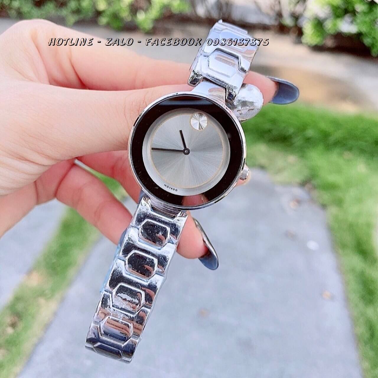 Đồng Hồ Movado Bold Nữ Dây Bạc Mặt Bạc 33mm