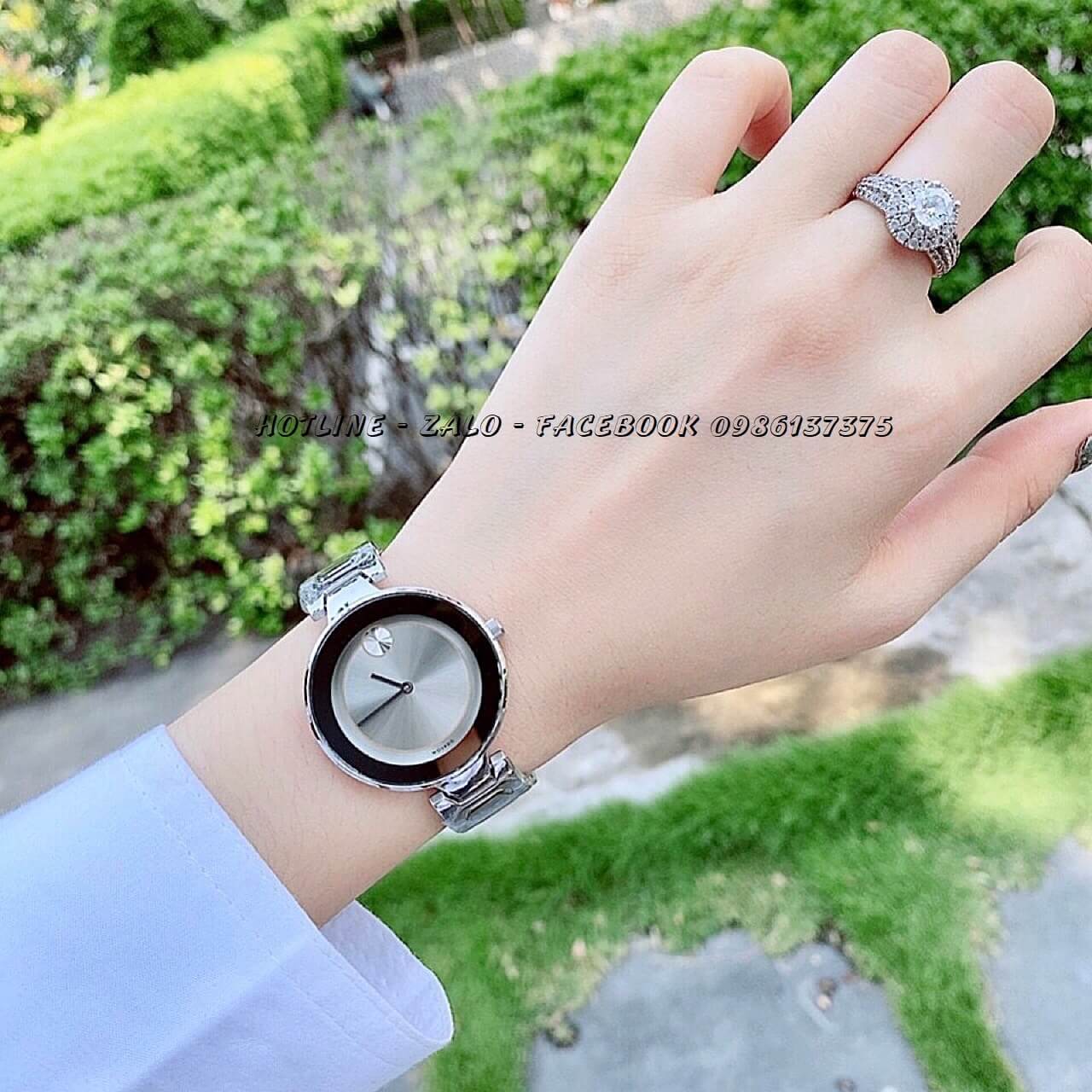 Đồng Hồ Movado Bold Nữ Dây Bạc Mặt Bạc 33mm