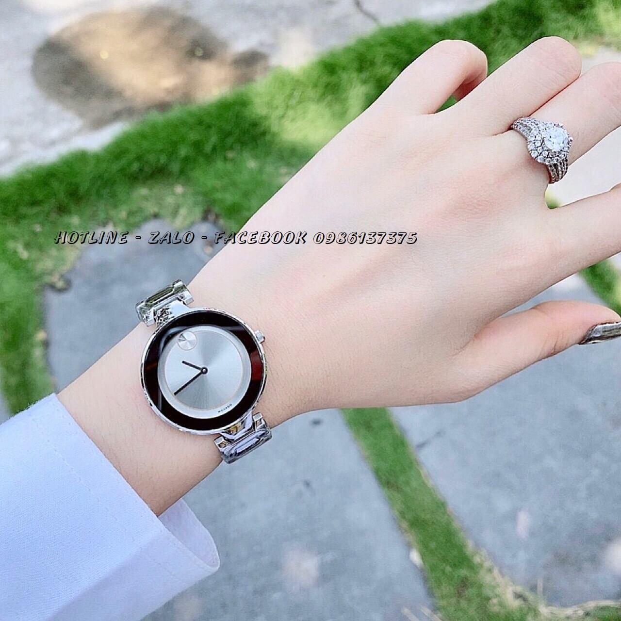 Đồng Hồ Movado Bold Nữ Dây Bạc Mặt Bạc 33mm