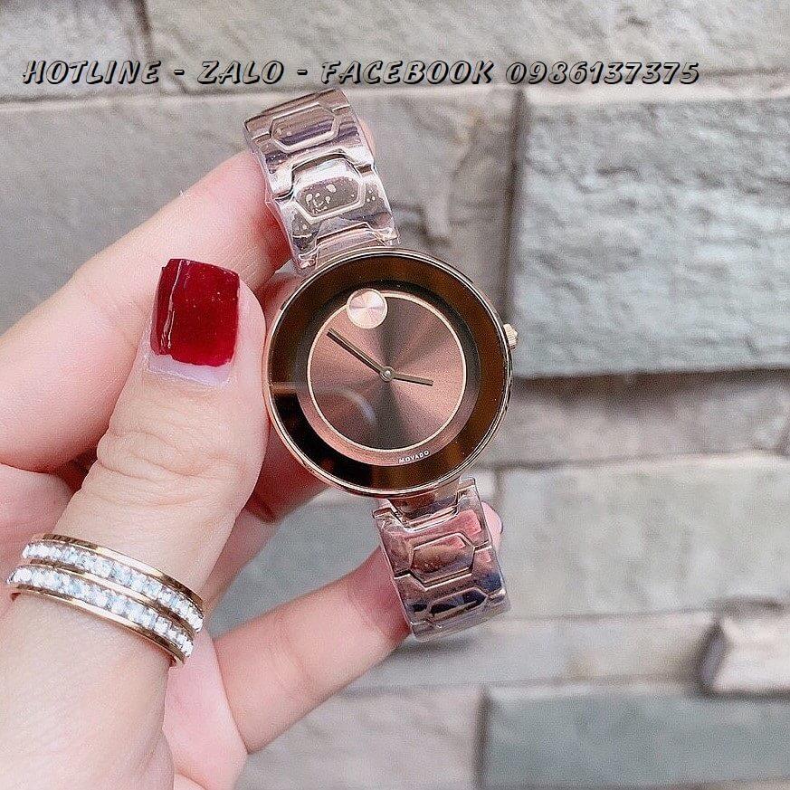 Đồng Hồ Movado Bold Nữ Dây Đồng Mặt Nâu 33mm